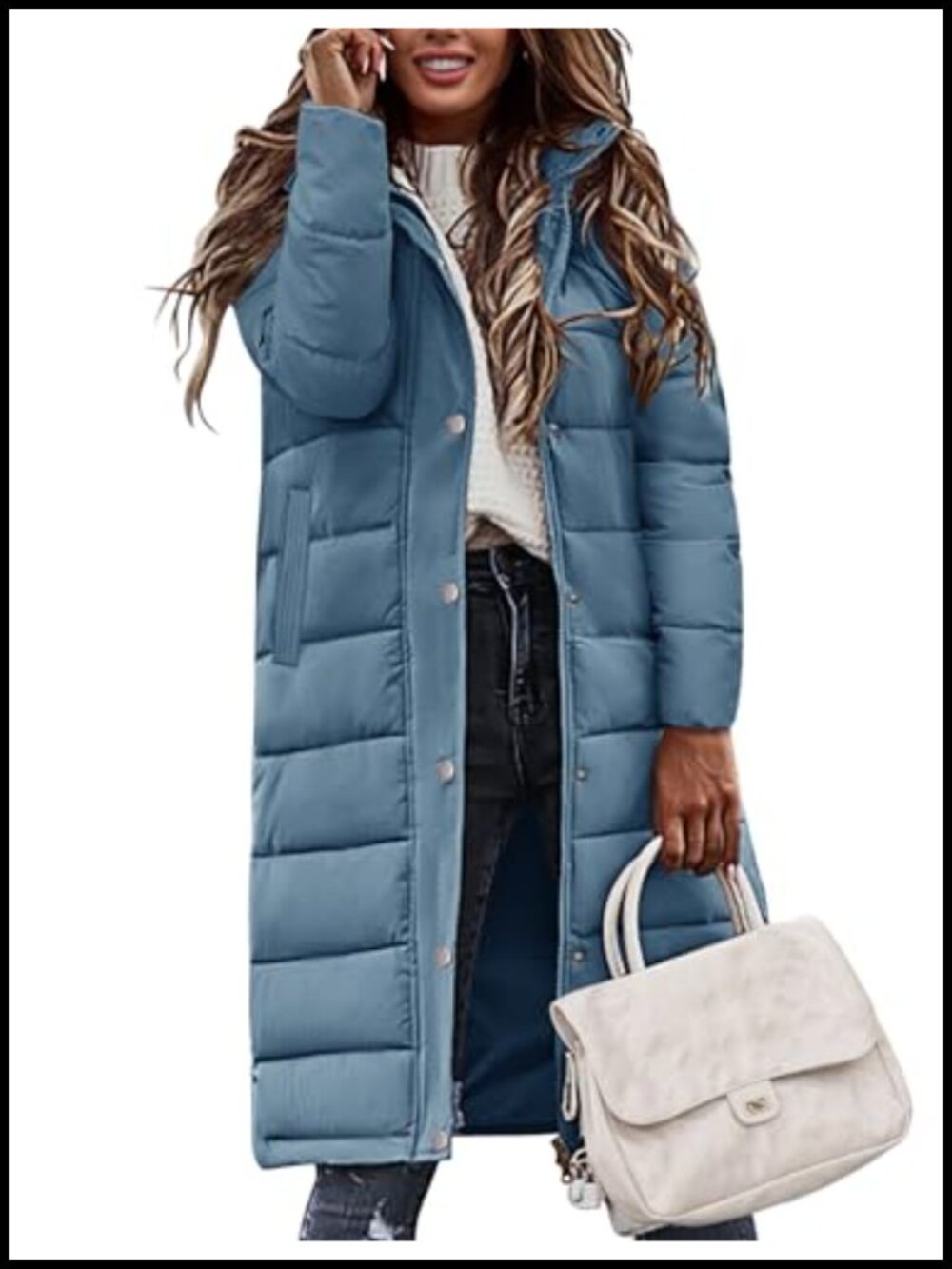 Women's Long Puffer Coat Winter Thicken Quilted Jacket Hoodie Full Zip Warm